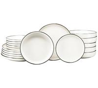 CreaTable, 24792 Serie Nordic Festive Creme, 18 piezas vajilla para 6 personas, juego de platos de gres, apto para lavavajillas y microondas, producción de calidad