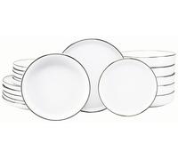 CreaTable, 24797 Serie Nordic Festive White - Juego de vajilla de 18 piezas para 6 personas, juego de platos de gres, apto para lavavajillas y microondas, producción de calidad