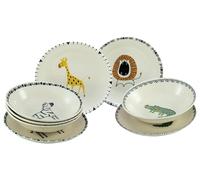 CreaTable, 24863 Serie Safari Colorido Juego de vajilla de 8 piezas para 4 personas, juego de platos de gres, apto para lavavajillas y microondas, producción de calidad