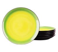 Creatable, 24920 Serie Hot Green - Juego de 6 platos llanos para 6 personas, de gres, apto para lavavajillas y microondas, producción de calidad