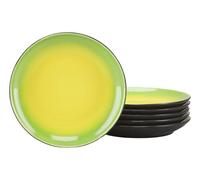 Creatable, 24924 Serie Hot Green - Juego de 6 platos de postre para 6 personas, de gres, apto para lavavajillas y microondas, producción de calidad