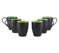 CreaTable, 24926 Serie Hot Green - Juego de vajilla de 6 piezas para 6 personas, taza de café de gres, apta para lavavajillas y microondas, producción de calidad