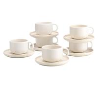 Creatable, 25260 Serie Uno Offwhite - Juego de vajilla de 12 piezas para 6 personas, juego de tazas de gres, apto para lavavajillas y microondas, fabricado en Portugal