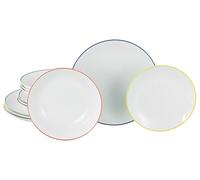 CreaTable, Serie Luna Color Line 24057 - Juego de vajilla de 12 piezas para 4 personas, juego de platos de porcelana, apto para lavavajillas y microondas, producción de calidad