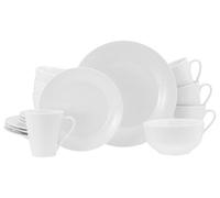 CreaTable, Vajilla de porcelana de 16 piezas Base Blanca | Juego de vajilla apto para lavavajillas y microondas, producción de calidad, 24537