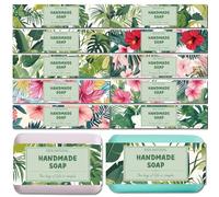 CREATCABIN 100 Envoltorio Jabón 10 Estilos Etiqueta Jabón Vertical Monstera Fundas Cinta Envoltura Jabón Cubiertas con Membrana Tectorial Suministros Embalaje Manualidades para Hibisco 5x21cm