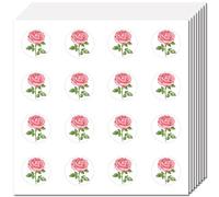 CREATCABIN 128 pieza 8 hojas Pequeñas Pegatinas Rosas Rosadas Autoadhesivas Plástico Impermeables Pegatinas Flores Decoración Plantas Pegatinas para Álbumes Recortes,Sobres,Diario,Casco,Portátil,2.5cm