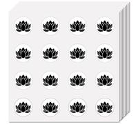 CREATCABIN 128 Unidad de 8 Hojas de Pegatinas de Loto Negras Pequeñas Pegatinas Redondas de Flores Pegatinas Autoadhesivas Impermeables de Círculo de Loto del 0.98" de Julio Planificadores 2.5x2.5cm