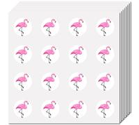 CREATCABIN 128 Unidad de Pegatinas de Flamenco Rosa para Scrapbooking Etiquetas de Plástico Autoadhesivas Impermeables Pequeñas Redondas con Puntos. Ideales para Botellas de Agua Portátiles 2.5cm
