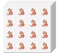 CREATCABIN 128 Unids Pequeñas Pegatinas Dragón Dibujos Animados Rojo Vinilo Calcomanía Autoadhesiva Impermeable Etiqueta Redonda A Granel Estética Pegatinas para Botellas Agua Portátil Equipaje 2.5cm