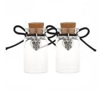 CREATCABIN 2 Botella Conmemorativa para Mascotas con Colgante de Huella de Perro En Forma de Corazón Tapón de Corcho Botella de Vidrio para Guardar Cenizas Urna de Vidrio Mascotas Regalos 2.2x4.3cm