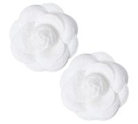 CREATCABIN 2 broche de Flor de Camelia Blanca, Ideal para Solapa Cabello O Como Pinza Delicados Broches de Satén con Forma de Flor para Chales O Sombreros Accesorios para Ropa Vestidos Y Joyería 6.8cm