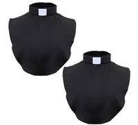 CREATCABIN 2 Collar Falso Unisex Negro de Clero, Desmontable, Falso, Tipo Babero, para Sacerdote, Camisa, Banda Completa, Accesorios de Disfraz para Hombres, Mujeres, Pastores 36.5 x 38cm