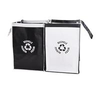 CREATCABIN 2 cubo de Basura Reutilizable con Asa, de Polipropileno, Impermeable, para el Hogar, Interior, Organizador de Residuos, Cestas con Compartimentos para Cocina, Color Blanco Y Negro, 11.8x11.