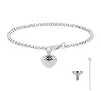 CREATCABIN 2 pulsera de Cremación para Cenizas Urna de Recuerdo Joyería de Cremación Mini Urnas Conmemorativas Plateadas de Acero Inoxidable Pulsera de Urna con Dije de Corazón Y Broche Embudo 17x12mm