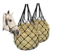 CREATCABIN 2 Red de Heno para Caballos Bolsa de Alimentación Lenta con 2.75"X2.75" Agujeros Y 40 Compartimentos Resistentes con Cuerda de Nailon Negra para Colgar Ideal para Cabras Vacas 101.6cm