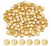 CREATCABIN 200pieza Cuentas Latón Chapadas En Oro 18 quilates,Cuentas Espaciadoras Cubo,Cuentas Oro,Cuentas Cuadradas,Pequeñas,Sueltas,Lisas,Cuentas Apilables Sin Esquinas para Fabricación Joyas 2.5mm