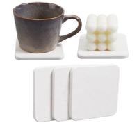 CREATCABIN 3 jabonera de Diatomita, Posavasos de Tierra de Diatomeas, 3.9 x 3.9 Alfombrillas Cuadradas Blancas Absorbentes de Agua de Secado Rápido para Cepillos de Dientes, Bandeja de Piedra para Ba