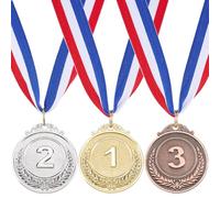 CREATCABIN 3 Pieza de Medallas de Metal Oro Plata Bronce Medallas de Premio Día Deportivo Medalla con Cinta Premios Ganadores Trofeo Medalla 1do 2do 3to Lugar Adultos Competición Fútbol Soccer 80cm