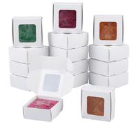 CREATCABIN 30 Unidad Mini Cajas de Papel Kraft con Ventana Caja de Regalo Cuadrada de Envoltorios para Jabón Casero Dulces Regalos de Panadería Dulces Recuerdos de Bodas Fiestas Golosinas 6.5x6.5x3cm