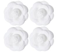 CREATCABIN 4 Broche de Flor de Camelia Blanca, Broche de Flor Vintage, Accesorio Hecho A Mano, Esencial para Mujeres, Hombres, Bodas, Escenarios, Fiestas, Regalo de San Valentín, 2.7x2.7 Pulgadas