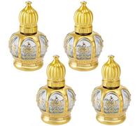 CREATCABIN 4 Unidad de Frascos Roll-On de 15 ml para Perfume Frasco de Aceite Árabe Mini Frasco de Fragancia Árabe Frasco Roll-On de Vidrio Dorado Vacío Recargable con Tapas para Viajes 6.5 x 3.7cm