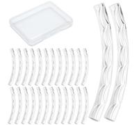 CREATCABIN 40 Pieza de Cuentas de Tubo Curvo, Elegantes Cuentas de Tubo de Fideos Largas Y Grandes, 925 Conectores Espaciadores de Agujeros de Latón Chapados En Plata de Ley, de Tubo A Granel 20x2mm