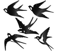 CREATCABIN 5 Pieza Love Swallow Metal Art Iron Wall Display Colgante Decoración de la Pared del Hogar Simple para Sala de Estar Dormitorio Cocina Jardín Patio Navidad Acción de Gracias 15x20cm