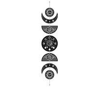 CREATCABIN 7 Colgante de Madera de Medio Círculo con Forma de Ciclo Lunar de Sol Y Luna,Adorno de Fase Lunar,Arte de Pared para Halloween,Dormitorio,Granja,Galería,Apartamento,Bar,79x16cm