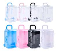 CREATCABIN 8 Mini Maleta de Plástico con Forma de Caja para Dulces Pequeño Equipaje de Viaje para Joyas Pestañas Maleta con Ruedas Accesorios para Muñecas Baúl Bolso Pequeño Equipaje Caja de