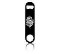 CREATCABIN Abrebotellas Plano Diseño Calavera Rosa,Abridor Metal Velocidad Serpiente,Abridor Botellas Resistente,Llave Acero Inoxidable para Cerveza,Barman,Pub,Bar,Bebidas,Restaurante,Negro 4x17.8cm
