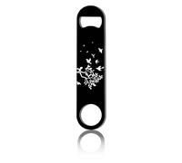 CREATCABIN Abrebotellas Plano Diseño Ramas Pájaros,Abridor Metal Velocidad,Abridor Botellas Resistente,Llave Acero Inoxidable para Cerveza,Camarero,Pub,Bar,Bebidas,Cocina,Restaurante,Negro,4x17.8cm