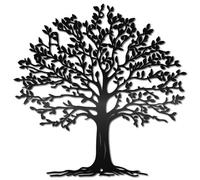 CREATCABIN Árbol de la Vida Decoración de Pared de Metal Negro Escultura Hueca Colgante de Hierro Siluetas Adorno Obra de Arte con Escritura para Dormitorio Sala de Estar Cocina Hogar Oficina 30x30cm