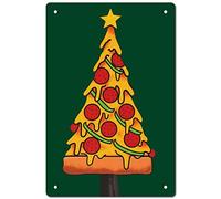 CREATCABIN Árbol Navidad Pizza CartChapa Carteles Chapa Metal Vintage Retro Placa Póster para Bar Pub SaEstar Cocina Garaje Comida Rápida Hogar Decoración Pared 8 x 12 Pulgada