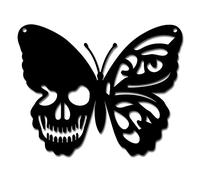 CREATCABIN Arte de Pared de Metal Mariposa Calavera Decoración Placas para Colgar En la Pared Adornos Arte de Pared de Hierro Escultura Signo para Interior Al Aire Libre Hogar 6.3 x 7.9 Pulgada