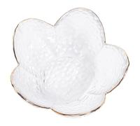 CREATCABIN Bandeja de Cristal Pequeña para Joyas, Bandeja para Anillos con Forma de Flor, Bandeja para Anillos para Mujer, Borde Dorado Transparente, Organizador de Joyas de Escritorio, Mesita de Noch