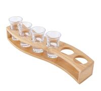CREATCABIN Bandeja de Madera para Vasos de Chupito Soporte para 6 chupito Madera En Forma de S Agujero de 1.6 pulgadas Paleta para Cócteles Cerveza Copas de Vino Exhibidores Organizadores 32x5.5x5.5cm