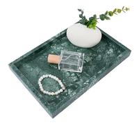 CREATCABIN Bandeja de Mármol Natural para Tocador de Baño Bandeja para Exhibir Joyas Bandeja Rectangular de Mármol Auténtico Soporte para Dispensador de Jabón Organizador de Encimera 30x20x2.75cm