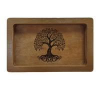 CREATCABIN Bandeja para Joyas Mini Bandeja para Tocador de Baño Bandeja de Madera para Servir Organizador de Platos de Madera Bandeja Dispensadora de Jabón para Joyas Perfume Vela Llave para 14x9cm