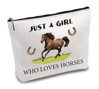 CREATCABIN Bolsa de Maquillaje con Diseño de Caballos Neceser de Viaje Neceser de Lona con Cremallera Regalo Inspirador Ecuestre para Amantes de los Animales Ideal para Mujeres Que Aman los 18×25cm