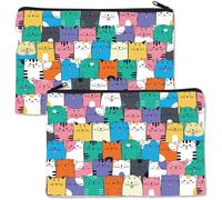 CREATCABIN Bolsa de Maquillaje con Diseño de Gato, Organizador Portátil para Cosméticos, Estuche para Lápices de Polialgodón con Cremallera, Mola de Almacenamiento, Artículos Esenciales para Viajes, B