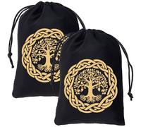 CREATCABIN Bolsa de Tarot de Terciopelo con Cordón, Bolsa Negra con Diseño de Árbol de la Vida, para Guardar Joyas, Cristales, Altar, Runas, Brujería, Adivinación, Regalos 18x13cm