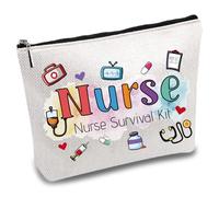 CREATCABIN Bolsa Enfermera Practicante Kit Supervivencia Enfermera Bolsa Polialgodón Estuche Multiusos Maquillaje Estuche Bolígrafo Cremallera Bolsa Lona Viaje Enfermera Mujer Estudiante 18x25cm