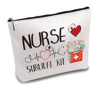 CREATCABIN Bolsa Kit Supervivencia Enfermeras,Bolsas Maquillaje Lona,Bolsa Cosméticos Enfermería,Estuche Multiusos Bolsas Cremallera Viaje Artículos Tocador,Bolso para Agradecimiento,Regalo,25x18cm