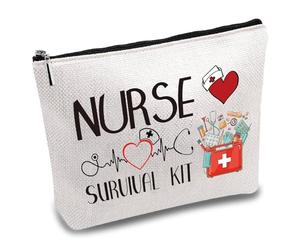 CREATCABIN Bolsa Kit Supervivencia Enfermeras,Bolsas Maquillaje Lona,Bolsa Cosméticos Enfermería,Estuche Multiusos Bolsas Cremallera Viaje Artículos Tocador,Bolso para Agradecimiento,Regalo,25x18cm