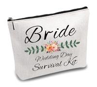 CREATCABIN Bolsa Maquillaje Novia Bolsa Boda Novia Bolsa Maquillaje Multiusos Polialgodón Cremallera Regalos Despedida Soltera Bolsa Lona Fiesta Bolsa Viaje Novia Bolsa Aseo Cosmética 18x25cm