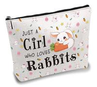 CREATCABIN Bolsas de Maquillaje de Conejo, Bolsa de Lona para Cosméticos, Bolsa de Polialgodón, Multiusos, con Cremallera, Neceser de Viaje, Bolsa de Lavado, Monedero para Mujeres, Amigas, Hermanas, M