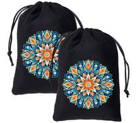 CREATCABIN Bolsas de Terciopelo para Cartas de Tarot, con Cordón, para Guardar Dados Y Barajas de Tarot, con Flores Negras, para Envolver Joyas, Cristales, Brujería Y Adivinación 13x18cm