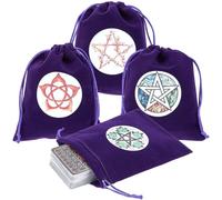 CREATCABIN Bolsas de Terciopelo para Guardar Cartas de Tarot, con Cordón, para Guardar Barajas de Tarot, con Forma de Estrella, Pentagrama, Joyas de Tarot, Cristales, Dados, Brujería, Runas, Regalo de