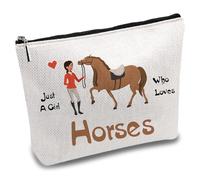 CREATCABIN Bolsas Maquillaje Lona para Caballos,Bolsa Cosméticos,Estuche Multiusos Portátil,Bolsa Metal con Cremallera,Bolsa Sublimación En Blanco,Bolsa Viaje,Bolsa Aseo para Bricolaje,Escuela,25x18cm
